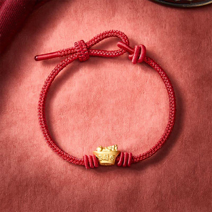 Buddha Stones Legering Pi Xiu Rode Koord Armband voor Rijkdom - Donkerrood - 6,7–7,5 inch / 17–19 cm - image 9