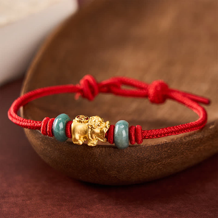 Buddha Stones Legering Pi Xiu Chinese munt Rode koord rijkdom Armband - Rood - 6,7–7,5 inch / 17–19 cm - image 0