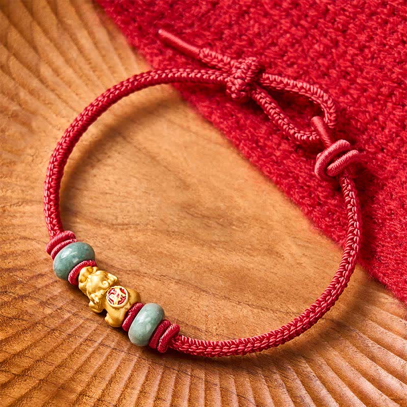 Buddha Stones Legering Pi Xiu Chinese munt Rode koord rijkdom Armband - image 11