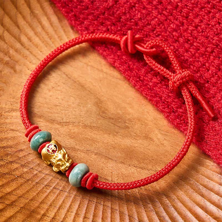 Buddha Stones Legering Pi Xiu Chinese munt Rode koord rijkdom Armband - image 2
