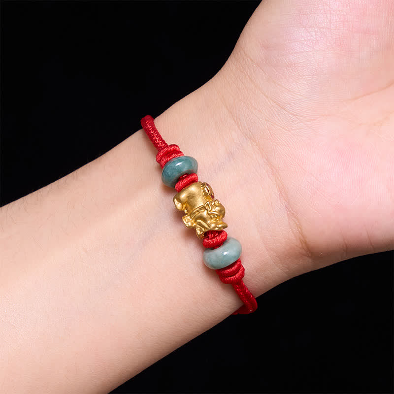 Buddha Stones Legering Pi Xiu Chinese munt Rode koord rijkdom Armband - image 4