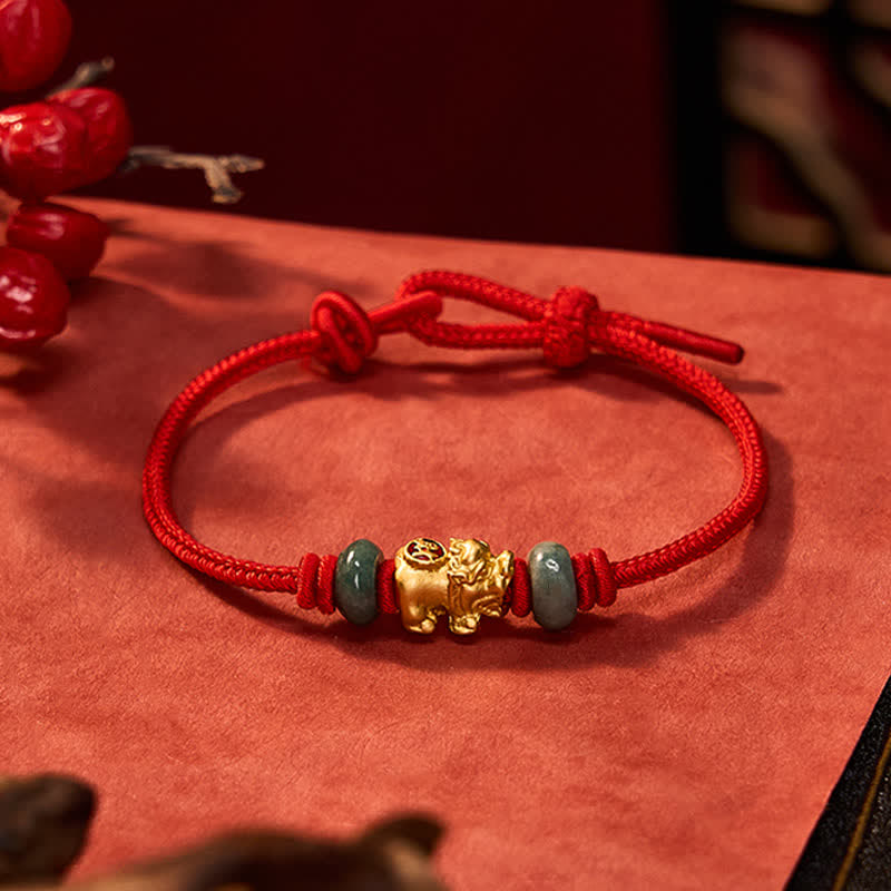 Buddha Stones Legering Pi Xiu Chinese munt Rode koord rijkdom Armband - image 3