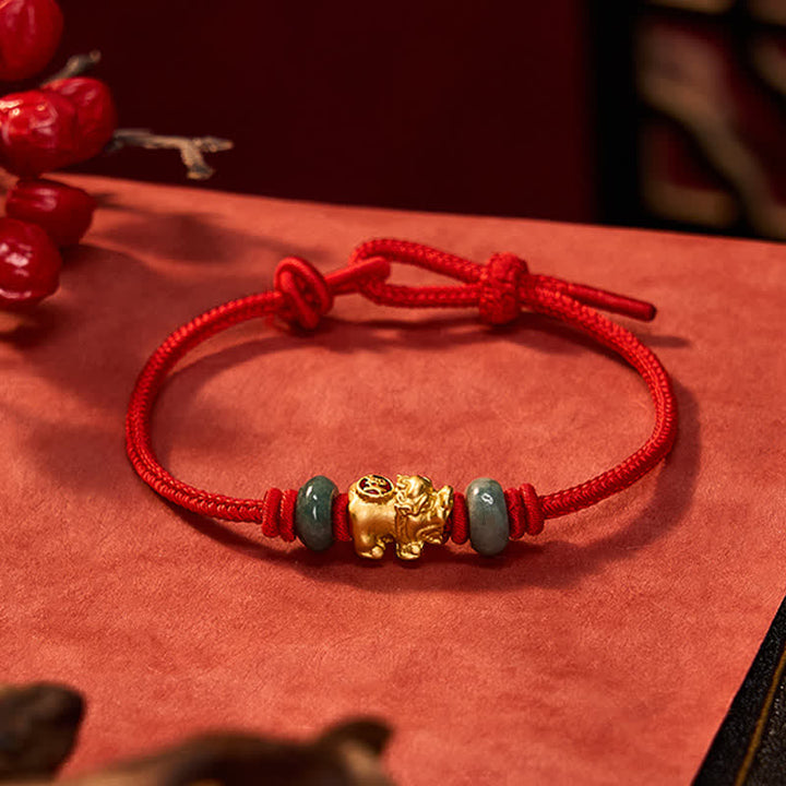 Buddha Stones Legering Pi Xiu Chinese munt Rode koord rijkdom Armband - image 3