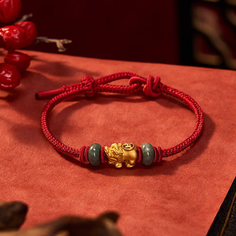 Buddha Stones Legering Pi Xiu Chinese munt Rode koord rijkdom Armband - image 12