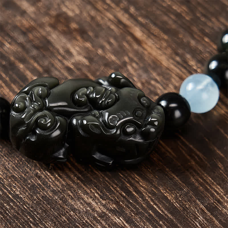 Buddha Stones Regenboogobsidiaan Pi Xiu Armband voor rijkdom en positieve transformatie - image 4