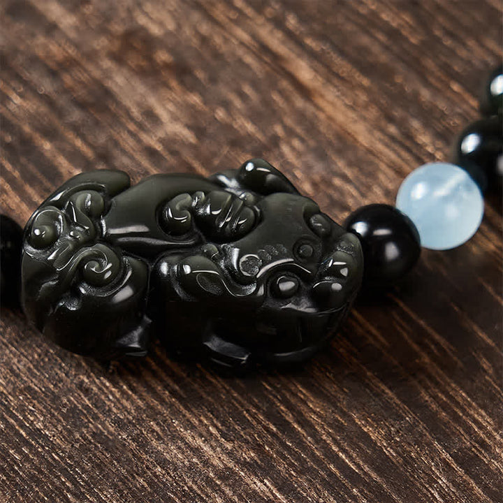 Buddha Stones Regenboogobsidiaan Pi Xiu Armband voor rijkdom en positieve transformatie - image 4