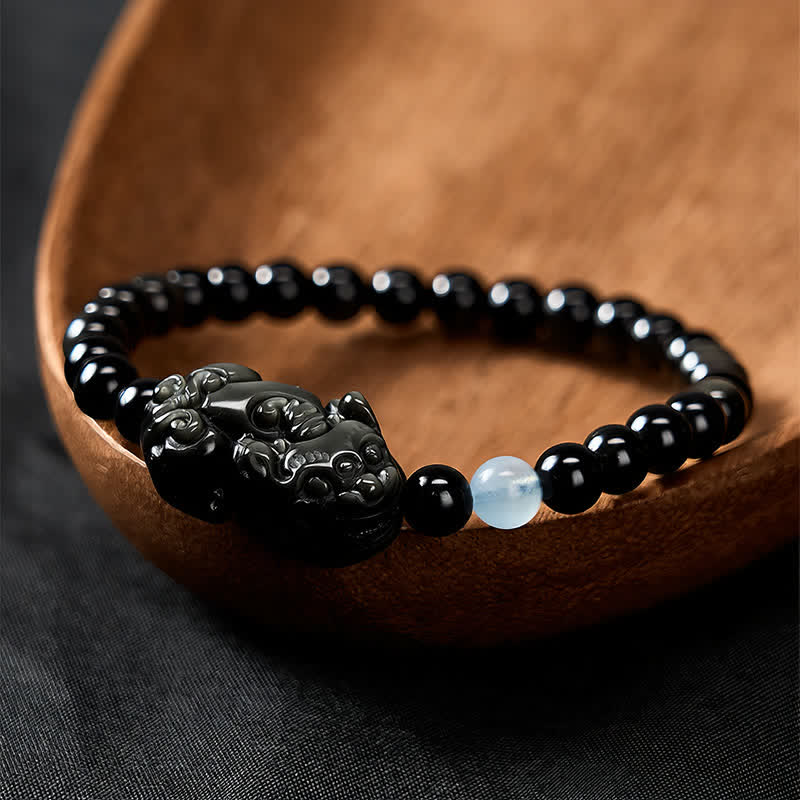 Buddha Stones Regenboogobsidiaan Pi Xiu Armband voor rijkdom en positieve transformatie - image 1
