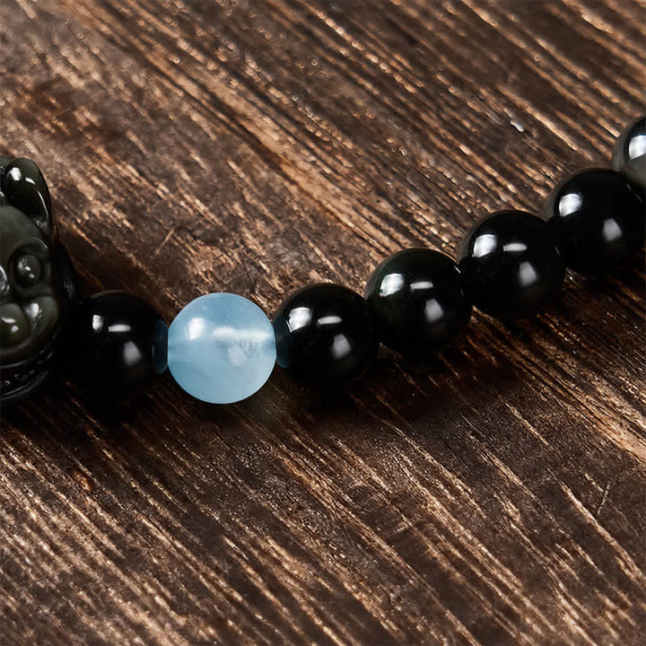 Buddha Stones Regenboogobsidiaan Pi Xiu Armband voor rijkdom en positieve transformatie - image 5