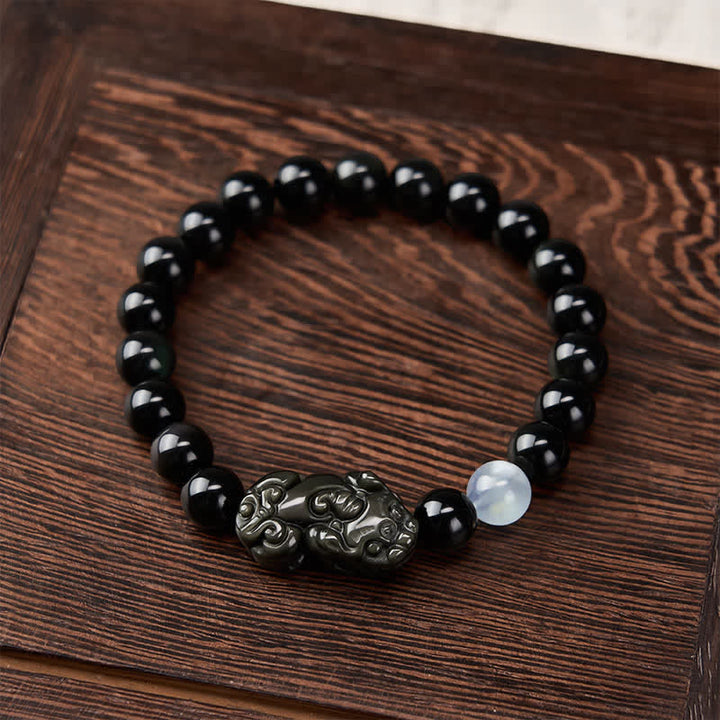 Buddha Stones Regenboogobsidiaan Pi Xiu Armband voor rijkdom en positieve transformatie - image 13
