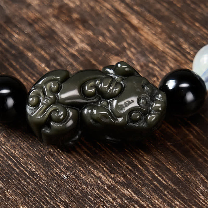 Buddha Stones Regenboogobsidiaan Pi Xiu Armband voor rijkdom en positieve transformatie - image 15