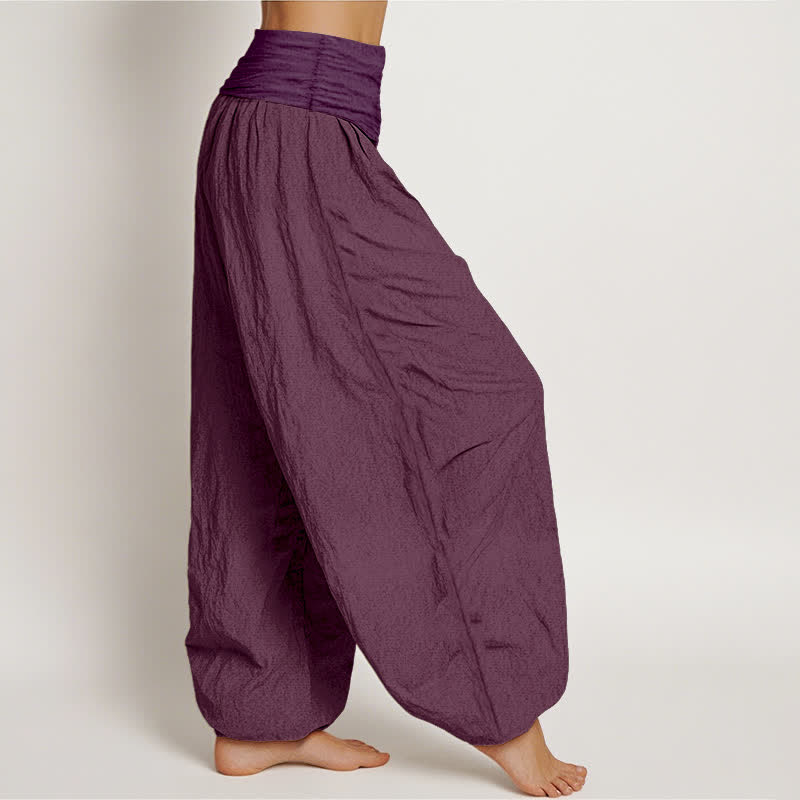 Buddha Stones Paarse damesharembroek van puur 100% Cotton met elastische Taille - image 2
