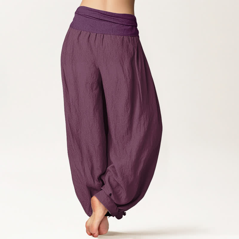 Buddha Stones Paarse damesharembroek van puur 100% Cotton met elastische Taille - image 1