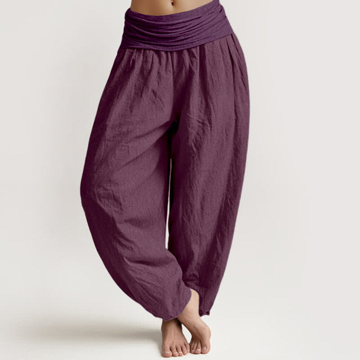 Buddha Stones Paarse damesharembroek van puur 100% Cotton met elastische Taille - Paars - US16, UK/AU20, EU48 (3XL) - image 0