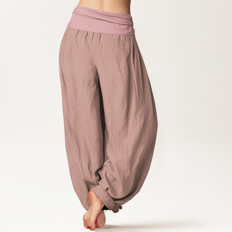 Buddha Stones Lichtroze dames harembroek van 100% Cotton met elastische Taille - image 1