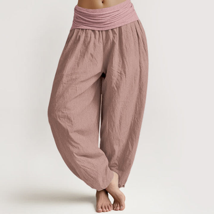 Buddha Stones Lichtroze dames harembroek van 100% Cotton met elastische Taille - Lichtroze - US16, UK/AU20, EU48 (3XL) - image 0