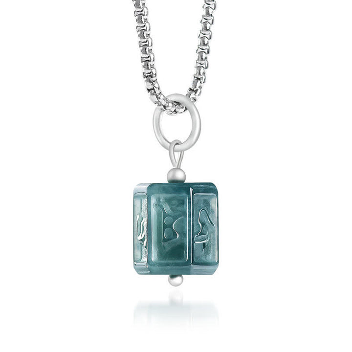 Buddha Stones Jade Om Mani Padme Hum Wijsheid Vierkante Hanger Ketting - image 2