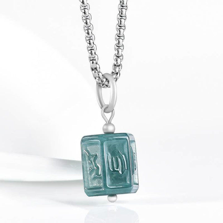 Buddha Stones Jade Om Mani Padme Hum Wijsheid Vierkante Hanger Ketting - image 1
