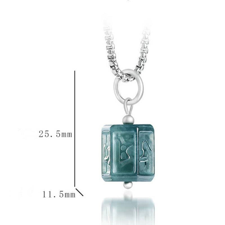 Buddha Stones Jade Om Mani Padme Hum Wijsheid Vierkante Hanger Ketting - image 8