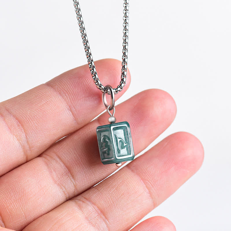 Buddha Stones Jade Om Mani Padme Hum Wijsheid Vierkante Hanger Ketting - image 4