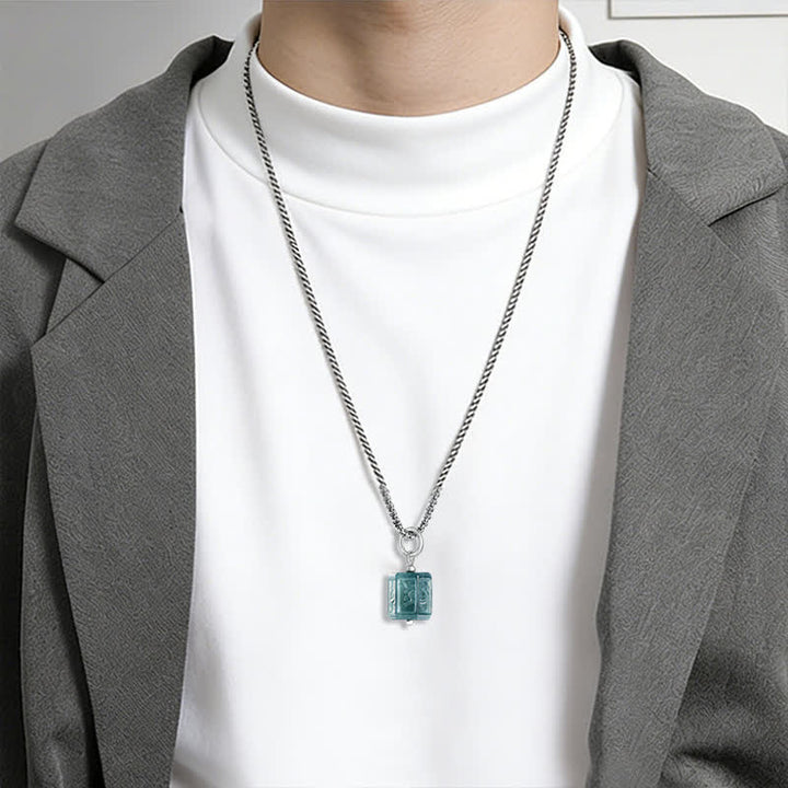 Buddha Stones Jade Om Mani Padme Hum Wijsheid Vierkante Hanger Ketting - image 7