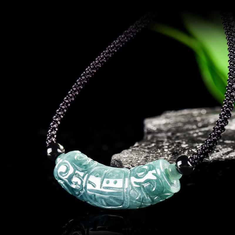 Buddha Stones Jade Fu karakter gegraveerde gebogen staaf geluks- en Ketting - image 1