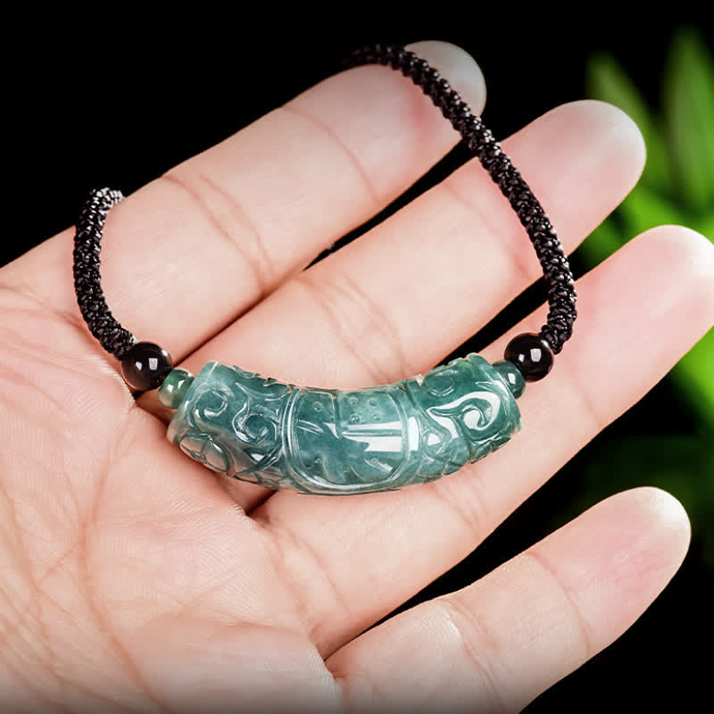 Buddha Stones Jade Fu karakter gegraveerde gebogen staaf geluks- en Ketting - image 4