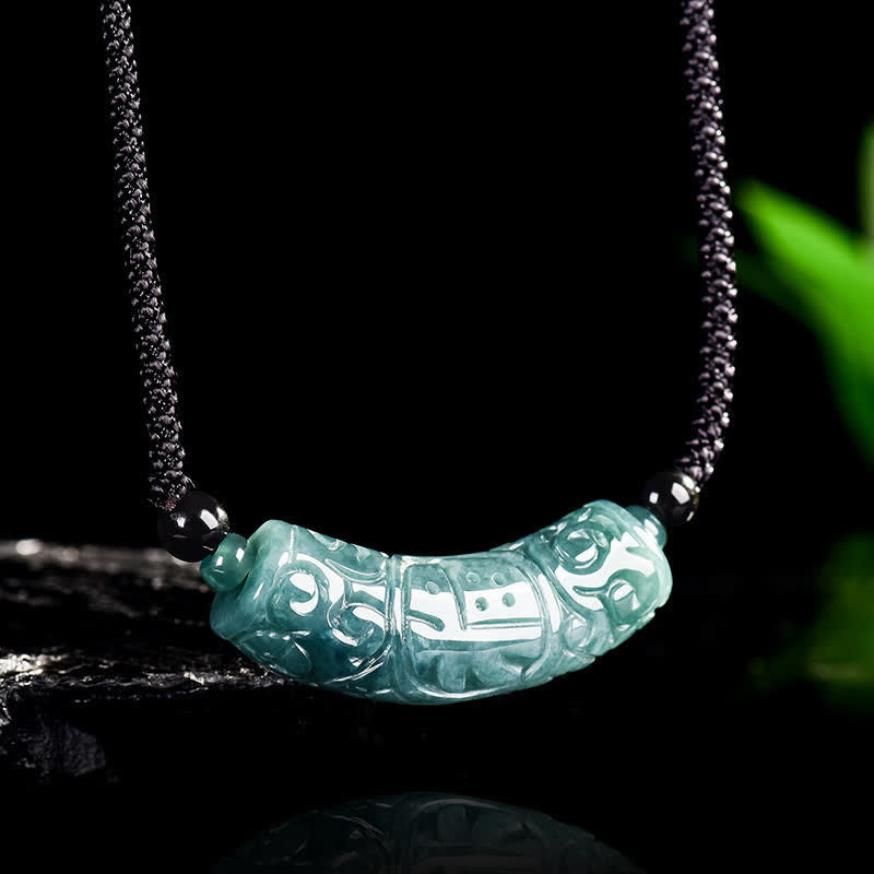Buddha Stones Jade Fu karakter gegraveerde gebogen staaf geluks- en Ketting - image 2