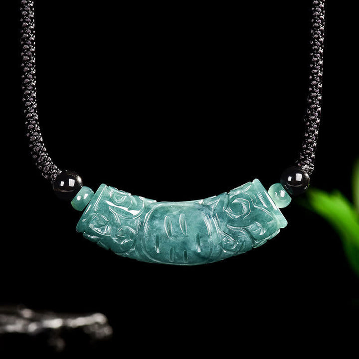 Buddha Stones Jade Fu karakter gegraveerde gebogen staaf geluks- en Ketting - image 3