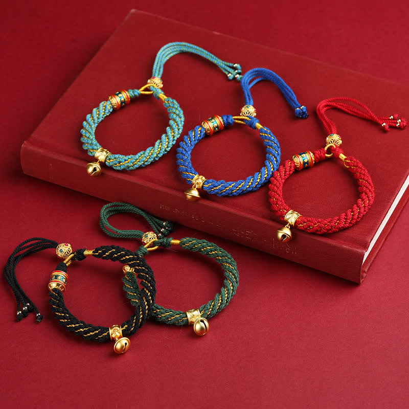 Buddha Stones Handgeweven Tibetaanse Om Mani Padme Hum Wijsheidsbel bedeltje Meerkleurige Armband - image 1
