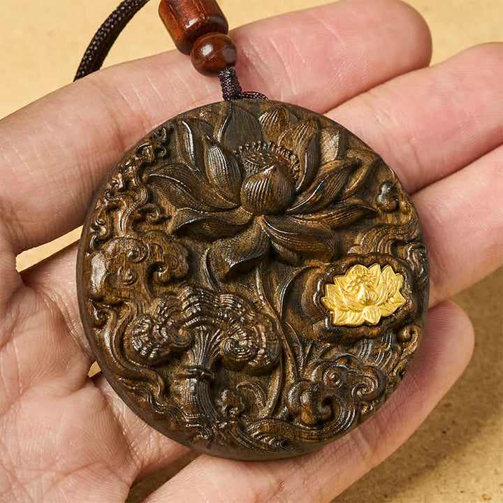 Buddha Stones Lotusvormige Ketting van gesneden sappanhout, symbool van verlichting. - image 4