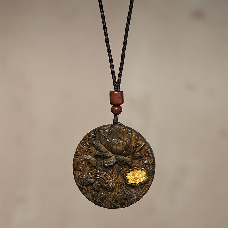 Buddha Stones Lotusvormige Ketting van gesneden sappanhout, symbool van verlichting. - image 2