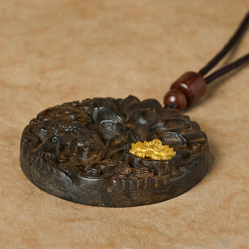 Buddha Stones Lotusvormige Ketting van gesneden sappanhout, symbool van verlichting. - image 3