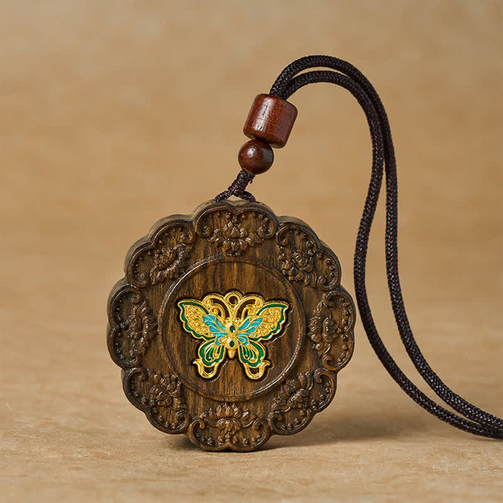 Buddha Stones Transformatie gesneden sappanhouten vlinderhanger Ketting - Vlinder - image 0