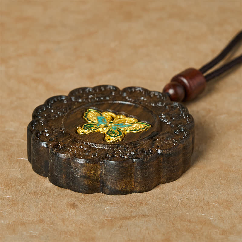 Buddha Stones Transformatie gesneden sappanhouten vlinderhanger Ketting - image 3
