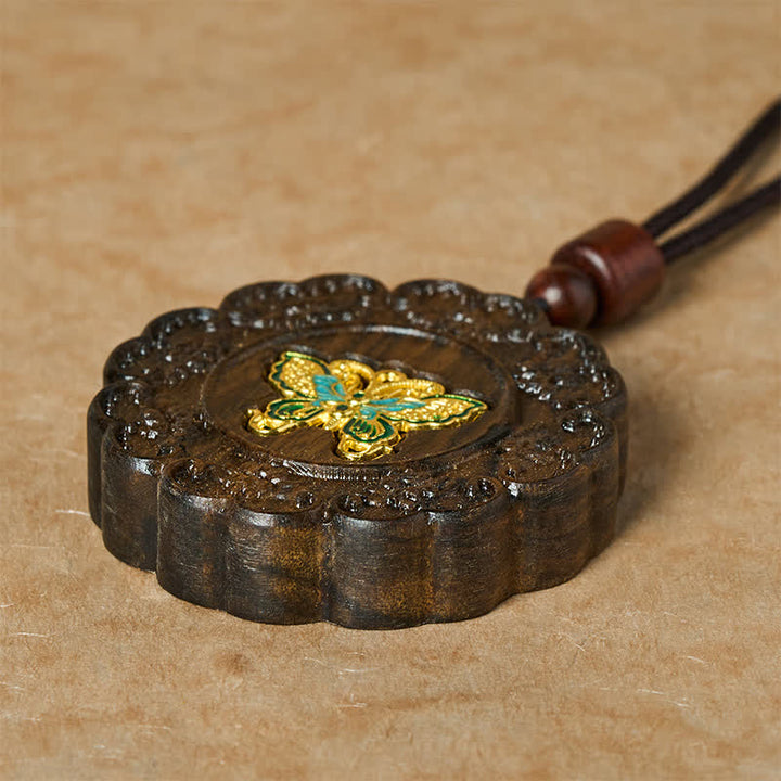 Buddha Stones Transformatie gesneden sappanhouten vlinderhanger Ketting - image 3