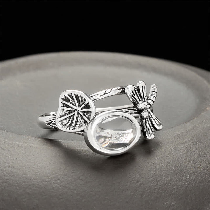 Buddha Stones Koperen Lotusblad Libel Zuiverheid Open Ring - Ongeveer 17-20 20mm(US 7-US 10) - image 0