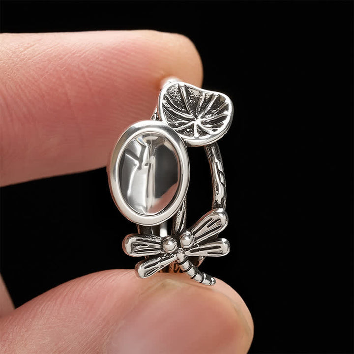 Buddha Stones Koperen Lotusblad Libel Zuiverheid Open Ring - image 2
