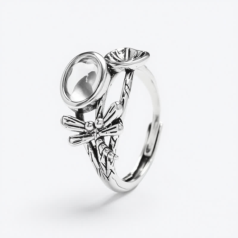Buddha Stones Koperen Lotusblad Libel Zuiverheid Open Ring - image 3