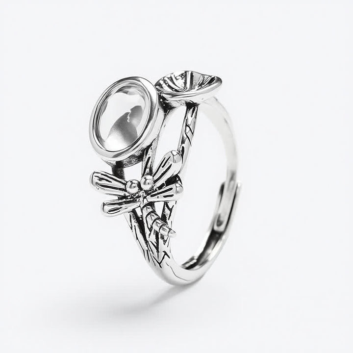 Buddha Stones Koperen Lotusblad Libel Zuiverheid Open Ring - image 3