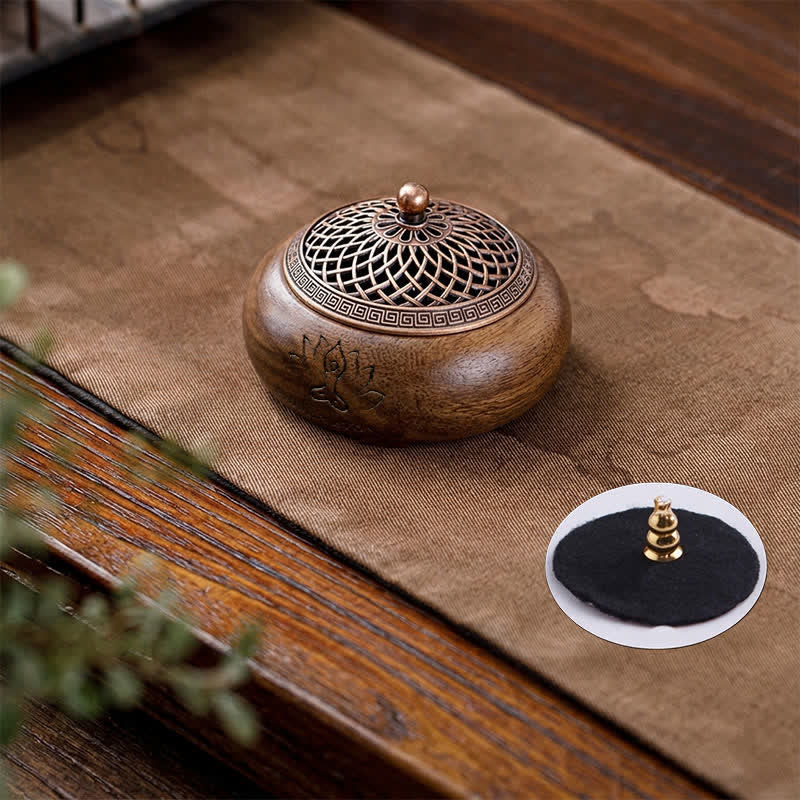 Buddha Stones Perzikhouten Draak Feniks Kracht Ronde Wierook - Lotus Design - image 1