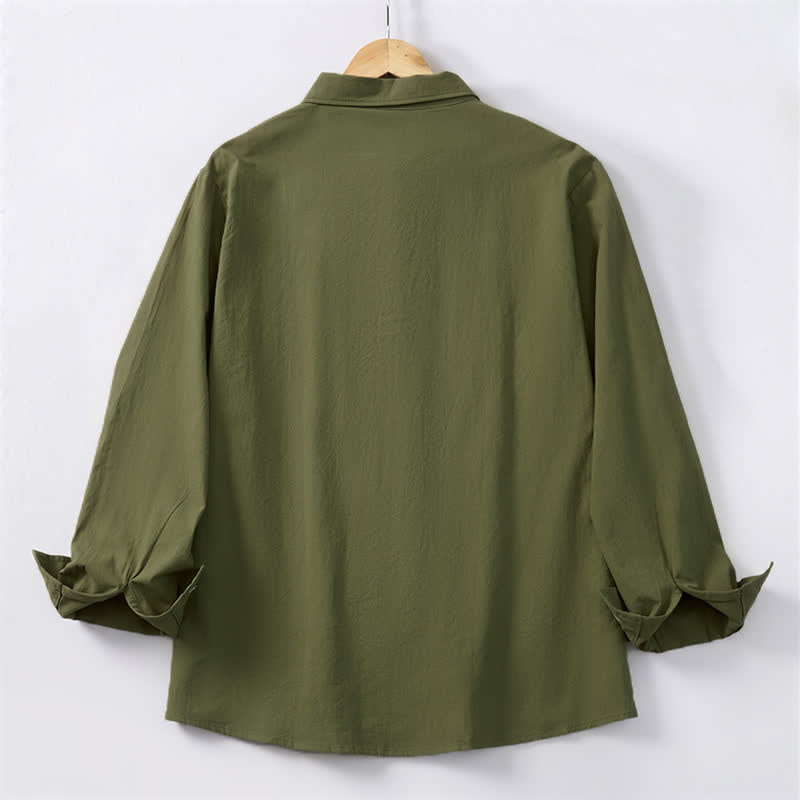 Buddha Stones Lente/Herfst Minimalistische Klassieke Button-Up Heren Overhemden met Lange mouw - image 1