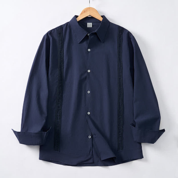Buddha Stones Lente/Herfst Minimalistische Klassieke Button-Up Heren Overhemden met Lange mouw - Marine - US/UK/AU42, EU52 (3XL) - image 9