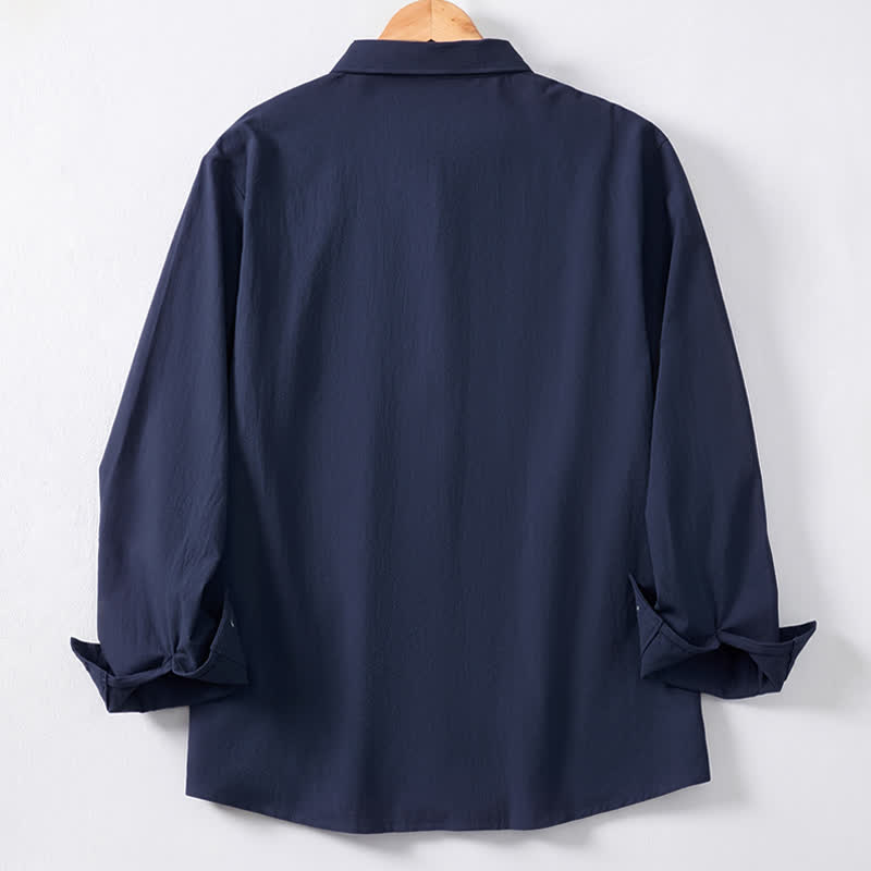 Buddha Stones Lente/Herfst Minimalistische Klassieke Button-Up Heren Overhemden met Lange mouw - image 10