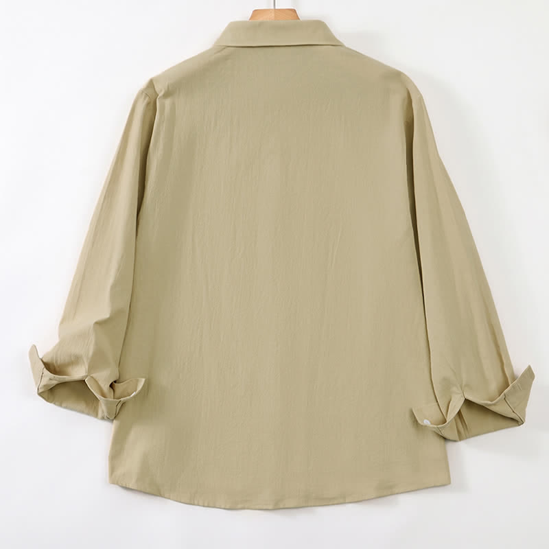 Buddha Stones Lente/Herfst Minimalistische Klassieke Button-Up Heren Overhemden met Lange mouw - image 27