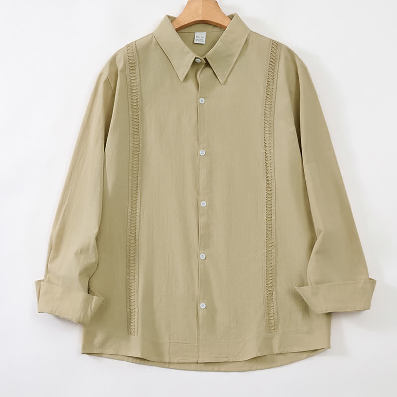 Buddha Stones Lente/Herfst Minimalistische Klassieke Button-Up Heren Overhemden met Lange mouw - Bruinen - US/UK/AU42, EU52 (3XL) - image 26