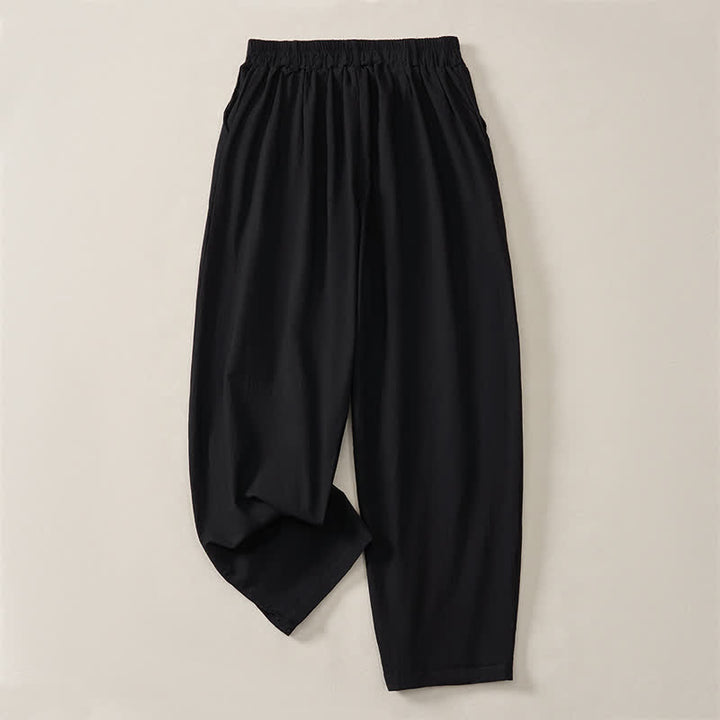 Buddha Stones Casual basic Enkellengte broek voor dames met Zakken , geschikt voor de lente en zomer. - Zwart - US14, UK/AU18, EU46 (2XL) - image 10