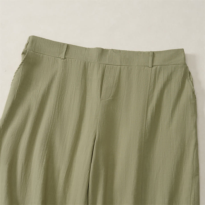 Buddha Stones Casual basic Enkellengte broek voor dames met Zakken , geschikt voor de lente en zomer. - image 27