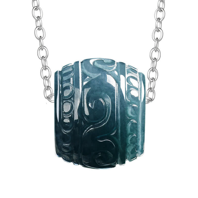 Buddha Stones Jade gegraveerde Harmony Barrel hanger met titanium stalen Ketting - image 7