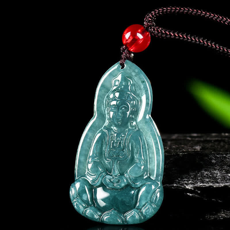 Buddha Stones Jade Avalokitesvara Ketting met gesneden geluks- en compassiesymbool. - image 4
