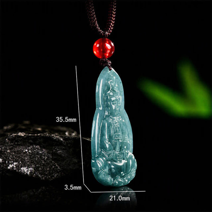 Buddha Stones Jade Avalokitesvara Ketting met gesneden geluks- en compassiesymbool. - image 8